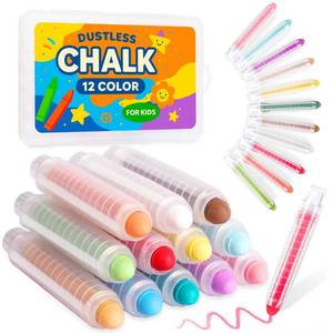 lot 4346 image: Dustless Chalk for Kids Indoor Chalkboard, 12 Colors Washable Sidewalk Chalk Set with Protective Box, Mess-Free for Drawing on Chalkboards Papers Sidewalks, Perfect for Toddlers Boys Girls Kids