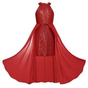 lot 4363 image: GRACE KARIN Girls Fancy Dress Red Kids Christmas Sequin Formal Party Prom Sparkly Pageant Birthday Graduation Dresses Size 9-10