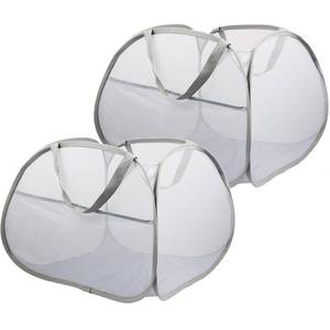 lot 4377 image: 2 Pack Collapsible Laundry Baskets, 90L Large Foldable Laundry Basket, Durable Mesh Pop Up Hampers for Laundry, Dirty Clothes Laundry Hamper for Bedroom, Bathroom, Dorm, Laundry Room, Travel Grey