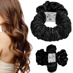 lot 4385 image: Heatless Hair Curler Overnight to Sleep In,Heatless Curling Scrunchie for Women Soft Silk Lazy Rollers Headband for Long Hair Overnight. (BLACK, NORMAL)