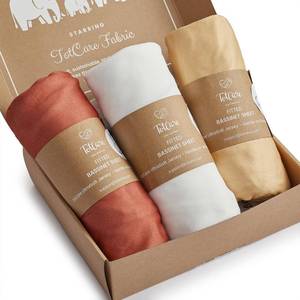 lot 4395 image: TotCare Bassinet Fitted Sheets Compatible with Halo Bassinest Swivel Sleeper Mattress - Buttery Soft, Silky Comfort, Premium Stretchy Jersey Bassinet Sheets - Burnt OrangeMustard Yellow Gray, 3 Pack