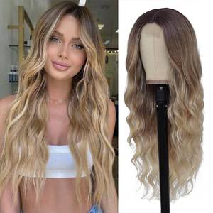 lot 4396 image: HMHIFI Long Ombre Blonde Wigs for Women 26 inch Long Wavy Middle Part Wig Ombre Blonde Wigs Upgraded Protein Fiber Hair Replacement Wig Cosplay Costume Halloween Wig(26 Brown Ombre Blonde)