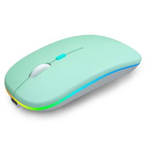 lot 4407 image: AIKOKOK Wireless Bluetooth Mouse, Rechargeable, Dual Mode Bluetooth 5.2 & 2.4G USB, LED Lights, Slim, Silent, Portable Computer Mouse for Laptop, PC, MacBook, iPad, Tablet (Green)