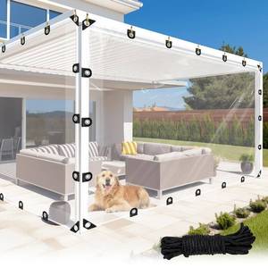 lot 5131 image: LC&QS Clear Tarps Heavy Duty Waterproof, 8x20ft Upgraded Edge Heat Fused Tear Resistant,Clear Tarps with Grommetsfor Patio Fencing,Rain, Wind, Cold, Chicken Coops,and More��Windproof Rope��