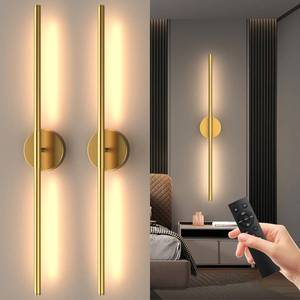 lot 5134 image: Tartek Battery Operated Wall Sconces Set of Two, Rechargeable Wall Lights with Remote Control, Dimmable 3000K-6000K LED Wall Lamp, 360°Rotate, Long Wireless Sconces for Living Room, Bedroom