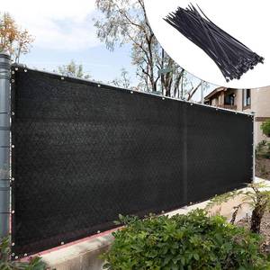 lot 5137 image: Royal Shade 4 x 10 Black Fence Privacy Screen Windscreen Cover Netting Mesh Fabric Cloth - Cable Zip Ties Included (We Make Custom Size)