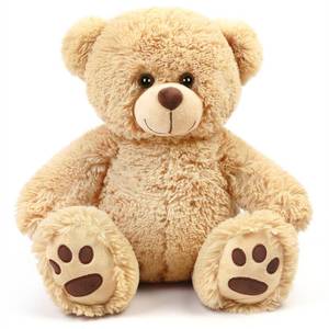 lot 5138 image: LotFancy Teddy Bear Stuffed Animals, 14 inch Soft Cuddly Plush Toys, Cute Plushies with Footprints, Stuffed Animals for Girls Kids Baby Toddlers, Baby Shower Easter Birthday Gift Decor, Light Brown