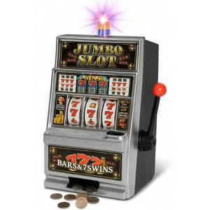 lot 5144 image: Liberty Imports Lucky Sevens Jumbo Slot Machine Casino Toy Piggy Bank Replica with Flashing Lights and Jackpot Sounds