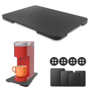 lot 5157 image: Appliance Slider 360° Rolling Tray for Coffee Maker Bamboo Coffee Pot Slider Tray Countertop Rotation Sliding Tray with Wheels, Small Appliances Mat Easily from Under the Cabinet Black(13.9�9.4)