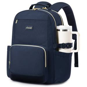 lot 5159 image: LOVEVOOK Laptop Backpack for Women with Pouch Pocket for Large Capacity Cup,17 Inch Laptop Computer Bag Travel Backpack Purse,Waterproof Work Business Backpack College Teacher Bags,Dark Blue