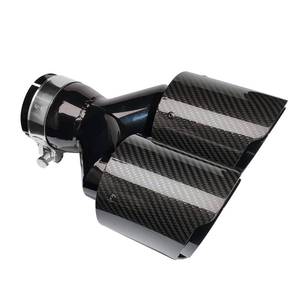 lot 5163 image: Bielpord Dual Carbon Fiber Exhaust Tip 3 Inlet to Dual 4 Outlet Tailpipe tip Universal for Vehicles