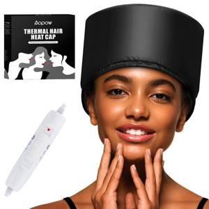 lot 5167 image: Heated Electric Thermal Steamer Cap for Natural Black Afro Hair - Hot Spa Treatment Hat with Temperature Control for Deep Conditioning at Home - Black