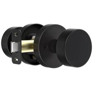 lot 5173 image: naubea Matte Black Door Knob Passage Door Knob Interior for Closet and Hallway, Heavy Duty Round Vintage Door Handle