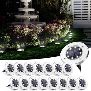 lot 5174 image: SOLPEX Solar Ground Lights, 16 Pack Solar Lights Outdoor Waterproof, 8 LED Solar Powered Landscape Lighting for Garden Yard Patio Pathway Driveway Walkway (Cool White) used