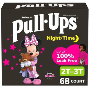 lot 5187 image: Pull-Ups Girls Nighttime Potty Training Pants, Training Underwear, 2T-3T (16-34 lbs), 68 Ct, Packaging May Vary