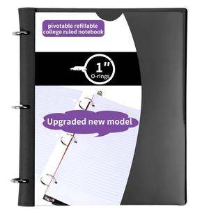 lot 6030 image: Tashkummy Pivotable Refillable Notebook, Upgraded 1 Inch 3 Ring Notebook Binder, 50 College Ruled Paper, 5 Subject Notebook with Dividers and Folder Pockets, Tabs- Black