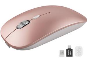 lot 6041 image: SABLUTE M31 Bluetooth Mouse for MacBook ProAir, iPad - Rechargeable Tri-Mode Wireless Mouse for 3 Devices (BT 5.2  2.4G), Sleek Slim Silent Mouse for Surface, Windows, Rose Gold