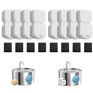 lot 6043 image: GIOTOHUN Cat Fountain Filters Replacement 16 Pet Water Fountains Filter - 8 Carbon Filters & 8 Foam Filters - Suitable for GIOTOHUN Stainless Steel Cat Fountain S11