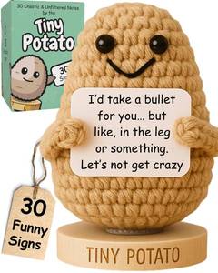 lot 6048 image: Funny Friendship Gift - Tiny Potato Crochet W 30 Sassy Messages for Women Friends Bestie BFF Coworker - Best Friend Birthday Gifts for Women, Sister Birthday, College Graduation Present Idea for Her