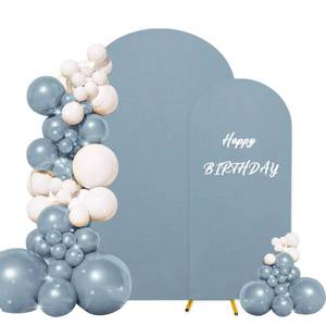 lot 6060 image: Set of 2 Wedding Arch Stand Cover Round Top Spandex Fitted Arch Cover for Baptism Birthday Party Baby Shower Wedding Arch Stand Decoration��7.2FT, 6FT, Dusty Blue��