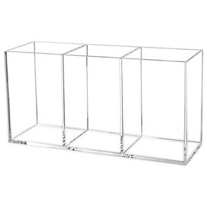 lot 6063 image: Cerpourt Clear Makeup Brush Organizer,Acrylic Cosmetic Brushes Storage Holder with 3 Slots,Pencil Pen Holder for Desk,Desk Organizer and Accessories for Vanity