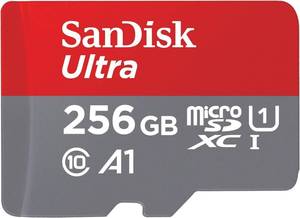 lot 6074 image: SANDISK 256GB Ultra microSDXC UHS-I Memory Card with Adapter - Up to 150MBs, C10, U1, Full HD, A1, MicroSD Card - SDSQUAC-256G-GN6MA