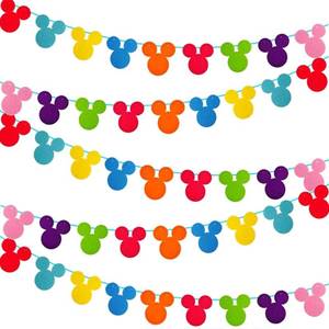 lot 6196 image: 45pcs Rainbow Mouse Head Banner Flags Colorful Felt Fabric Cartoon Banners Reusable Cutouts Mouse Garland for Birthday Party Decoration Supplies, Room Decor, Baby Shower, Classroom Decorations