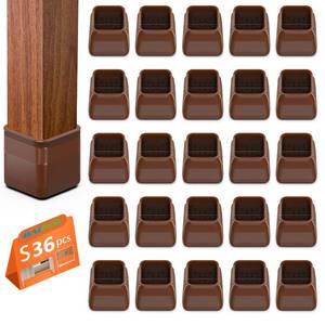 lot 6219 image: BAIPOK 36Pcs Square Chair Leg Floor Protectors for Hardwood Floors, Felt Furniture Pads Furniture Sliders, Silicone Covers to Protect Wood Tile Floors, Reduce Noise & No Scratch, Small, Brown