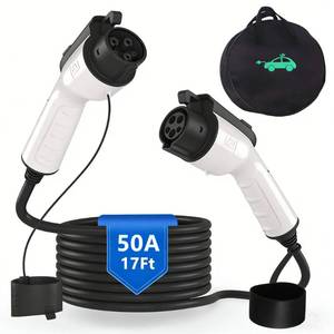 lot 11344 image: 50A 17ft EV Charger Extension Cable, SAE J1772 Compatible with 110V-240V Level 1Level 2 Chargers, IP67 Waterproof, for J1772 EVs & PHEVs, Includes Carry Bag