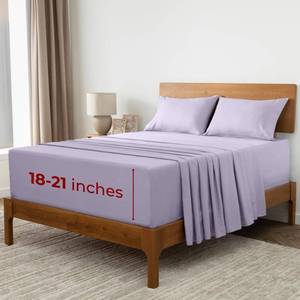 lot 11351 image: Mellanni Extra Deep King Sheets - 4 PC Iconic Collection Bedding - Hotel Luxury, Ultra Soft, Cooling Bed Sheets - Wrinkle, Fade, Stain Resistant (King, Lavender)