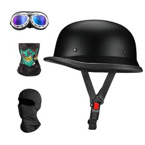 lot 11363 image: Motorcycle Helmet German Style Half Helmet for Adult Men Women DOT Approved Retro Face Helmet for Cruiser Scooter Chopper (Matte Black, XXL)