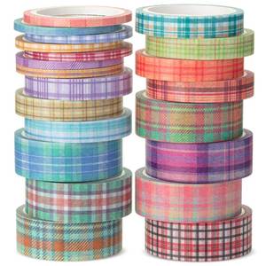 lot 12299 image: Mr. Pen- Washi Tape Set, 21 Rolls, Assorted Sizes, 5 YardsRoll, Washi Tape for Scrapbook, Arts, Crafts, Journals and Planners, Plaid Design