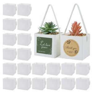 lot 12319 image: Temlum 2.5 Inch Succulent Wrap Bags (Fits 2.5�� Pots) with Thank You & Let Love Grow Stickers, Small Gift Box for Wedding, Baby Shower, Succulent Party Favors for Guests (White 40pcs)