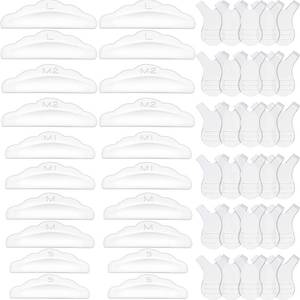 lot 12332 image: Maitys 20 Pieces Lash Lift Pads Rods Silicone Eyelash Perming Curler and 30 Pieces Y Shape Eyelash Brush, Silicone Perming Curler Makeup Tools, Reusable Lash Lifting Pads(Clear)