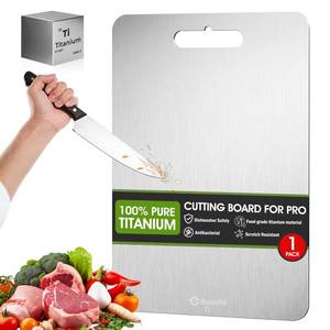 lot 12340 image: Titanium Cutting Board, 100% Pure Titanium Cutting Boards for Kitchen, Cutting Boards Non Toxic for Separating Raw Meat, Vegetables and Fruits, Dishwasher Safe & Knife Friendly((12L x 9W)