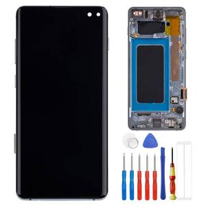 lot 12347 image: E-yiiviil Super Amoled Display Compatible with Samsung Galaxy S10 Plus S10 SM-G975U SM-G975W 6.4 inch LCD Touch Screen Display Assembly with ToolsFrame(Blue) (Missing Tools)