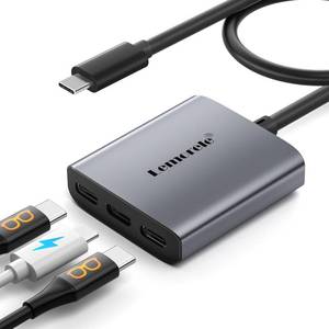 lot 12358 image: Lemorele USB-C to USB-C Video Splitter, Dual Monitor Expander with 4K60Hz DP Alt Mode, 100W PD Charging, Compatible with Laptop, AR Glasses, Portable Monitor, Steam Deck & More Type-C Devices