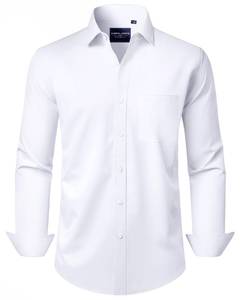 lot 12371 image: Alimens & Gentle White Button Down Shirt Men Regular Fit Wrinkle Free Long Sleeve Stretch Dress Shirts Wedding Formal Shirt