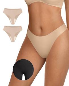 lot 12384 image: OEAK Seamless Thongs for Women Invisible Thongs No Show Thong Panty Liners Tangas Comfortable Workout G-Strings Underwear 2-Pack Skin Nude M