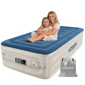 lot 13561 image: VOSSER Twin Air Mattress with Built-in Pump,Fast & Easy InflationDeflation Inflatable Mattress, Foldable Blow Up Mattress with Storage Bag, Inflatable Bed for Home, Camping & Guests