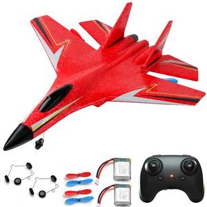 lot 13573 image: crohorizon Remote Control Airplane for Ages 14 Years and Up, 2 Channels Foam RC Planes Jet Wireless Toy,Hobby RC Aircraft Glider for Beginners Teen Adult Red