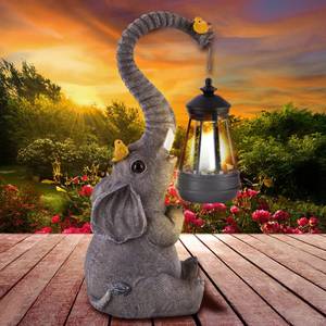 lot 13574 image: ILLUMINEW Solar Outdoor Garden Decor Elephant Statues Lights, Lucky Elephant Unique Mom Birthday Gifts for Mom, Housewarming Gifts and Yard Decoration, Cute Birds Garden Sculpture Decor