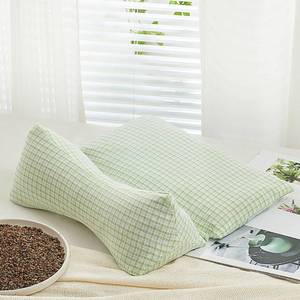 lot 14192 image: ZHIWEIKJ Dog Bone Neck Support Pillow with Buckwheat Hull Adjustable Cervical Pillow 3D Stripes Print Lumbar Pillow Separable Design Soft Breathable(Large)
