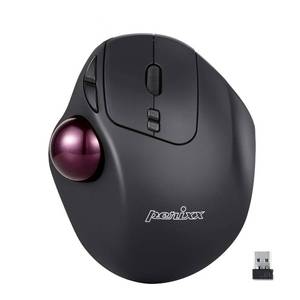 lot 14207 image: Perixx11568 Perimice-717 Wireless Trackball Mouse, Build-in 1.34 Inch Trackball with Pointing Feature, 5 Programmable Buttons, 2 DPI Level, Black