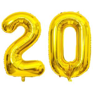 lot 14229 image: Gold Number Balloons Birthday Balloons - Giant Gold Number 20 Balloon 40 inch, Numbers Balloon 10th Birthday Decorations, Gold Party Supplies for Women Men
