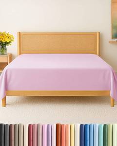 lot 14230 image: Full Size Flat Sheet - Hotel Quality Top Flat Bed Sheet Only - Ultra-Soft, Breathable & Cooling - Fade & Wrinkle Free - Easy-Care, Stain & Shrink Resistant Bedding - Easy-Fit & Oeko-Tex - Light Pink