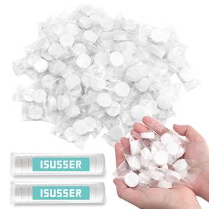 lot 14254 image: ISUSSER 120PCS Compressed Towels, Disposable Face Towels with 2 PCS Tube Containers, Camping Towel, Portable Bulk Compressed Coin Tissues for Home, Travel, Outdoor Sports