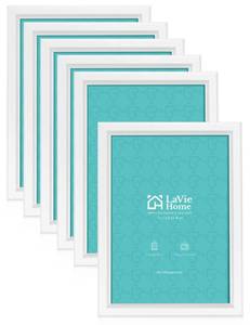 lot 14269 image: LaVie Home 5x7 Picture Frames (6 Pack, White) Simple Designed Photo Frame with High Definition Glass for Wall Mount & Table Top Display, Set of 6 Classic Collection