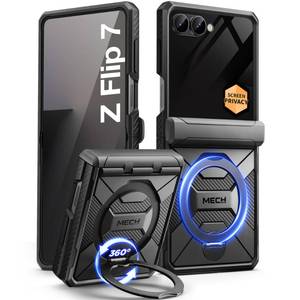 lot 14274 image: TONGATE 360° Spin Magnetic Stand for Z Flip 7 Case with Privacy Screen Protector, Compatible with Magsafe Anti Spy Full-Body Shockproof Samsung Galaxy Z Flip 7 Case with Hinge Protection, Black
