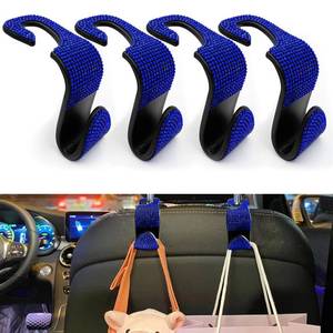 lot 14275 image: OSIFIT 4PCS Car Seat Hooks, Bling Car Rhinestone Headrest Hooks, Universal Bling Car Interior Accessories, for Handbag, Clothes, Purse, Water Bottle (Blue)